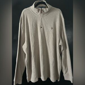 Ralph Lauren Beige Quart Zip Polo Sweater